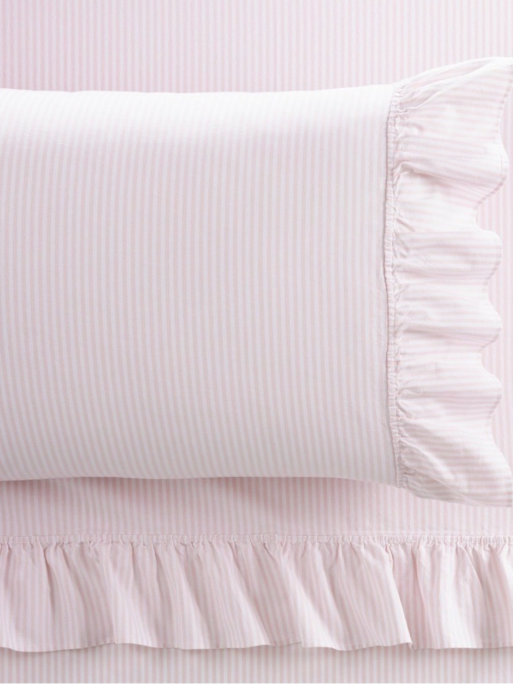 Pottery barn teen Washed Cotton Ruffle Stripe Sheet Set twin xl